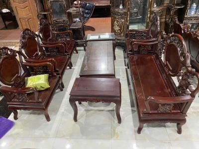 BỘ BÀN GHẾ PHÒNG KHÁCH GỖ CẨM LAI 8 MÓN
