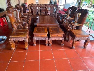 Thanh lý bộ bàn ghế cẩm lai Việt 10 món tay 14 giá tốt