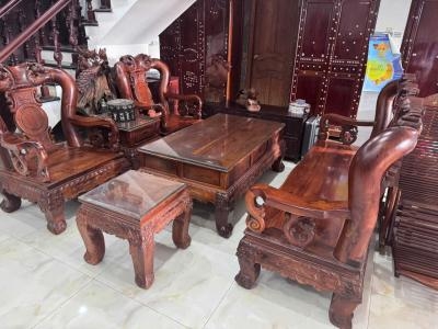 Bộ bàn ghế cẩm lai cột 14, 6 món